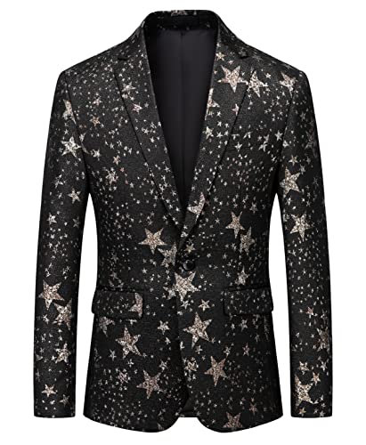 MOGU Mens Blazer Fashion Floral Casual Sports Coat Slim Fit Suit Jacket