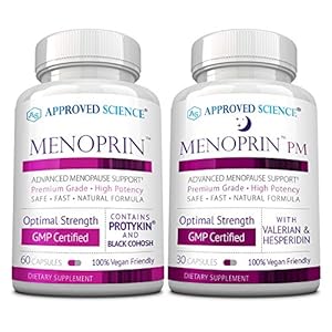 Approved Science Menoprin – Menopause Support – Protykin, Black Cohosh – 1 Bottle Menoprin Day + 1 Bottle Menoprin PM – Vegan
