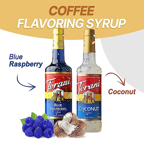 Jimoco Syrup Dispenser Pumps, With Syrup Bottles And Includes 1 Of Each, Blue Raspberry And Coconut 750 Ml Coffee Syrup Flavoring Syrup For Italian Soda, Snow Cone, Ice Cream- 25.4Oz Bottle #TOP1