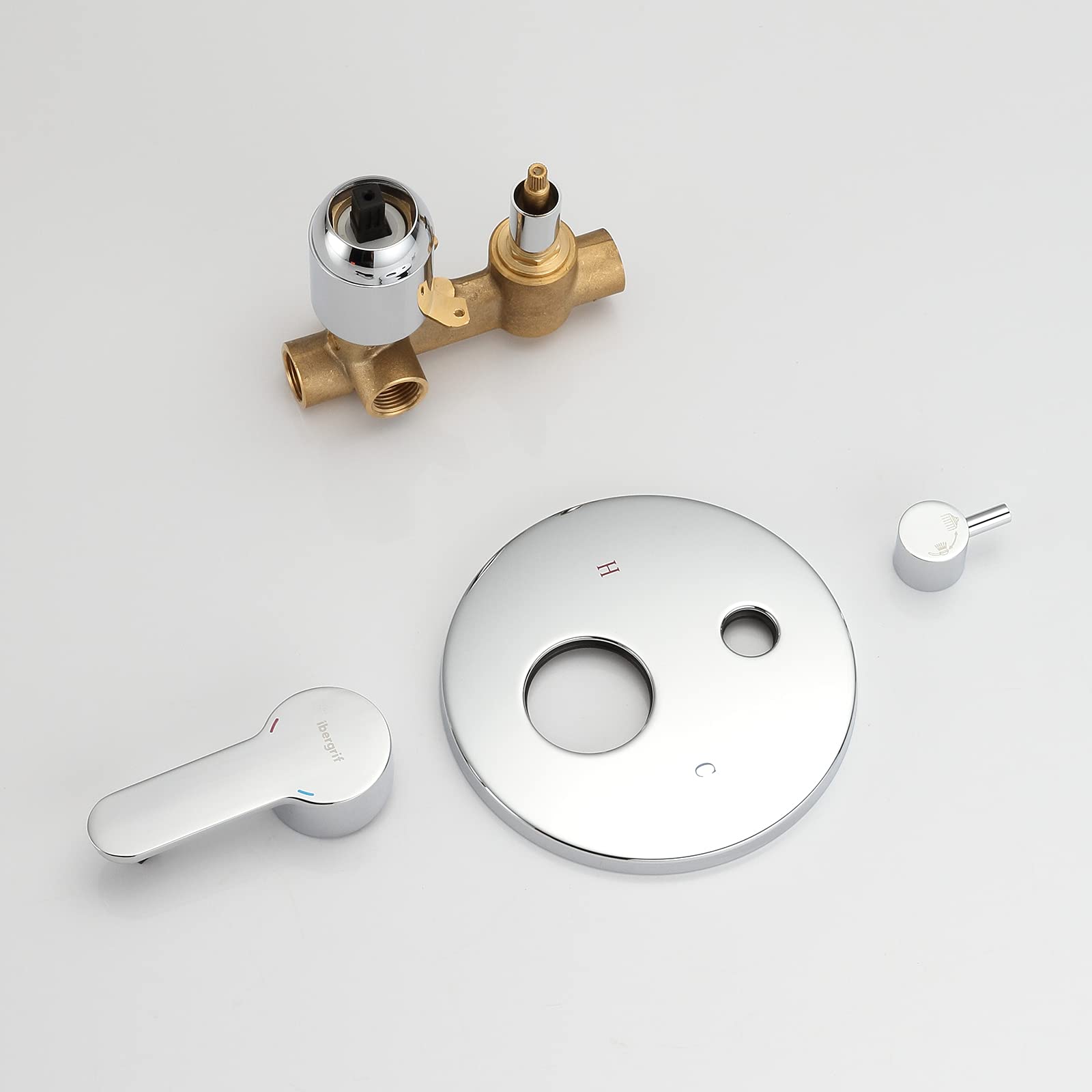 Ibergrif M21702A, Grifo de Ducha y Baño con Instalación Dos Válvulas, Cuerpo Empotrado universal, Cromo, Plata
