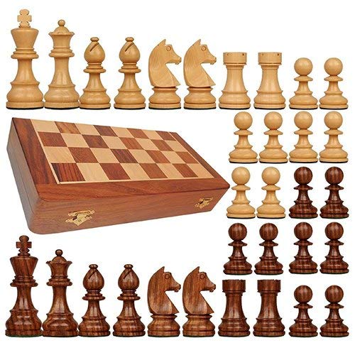 Jeu d'échecs pliable bois sheesham 40 cm, le cadeau idéal pour passionnés - 3