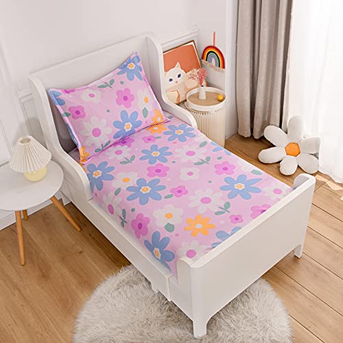 Kwlover 001 2Pc Soft Bed Fitted Sheet And Pillowcases Set,Purple Flower Printed Sheets cover