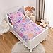 KWLOVER 2PC Soft Bed Fitted Sheet and Pillowcases Set,Purple Flower Printed Sheets for Kids Twin Size Bed