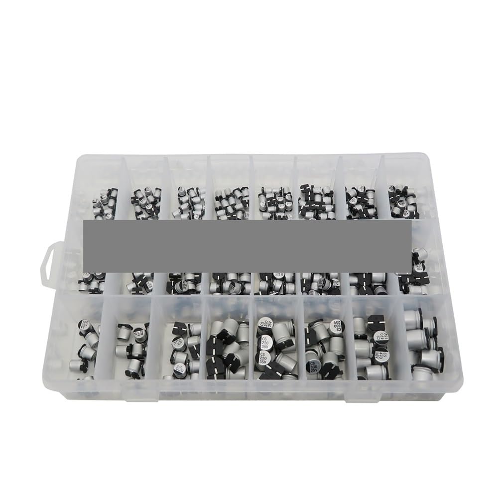 ICXLPMC 24Value Total 400PCS 1uF~1000uF 6.3V-50V SMD Aluminum Electrolytic Capacitors Assortment Kit Box