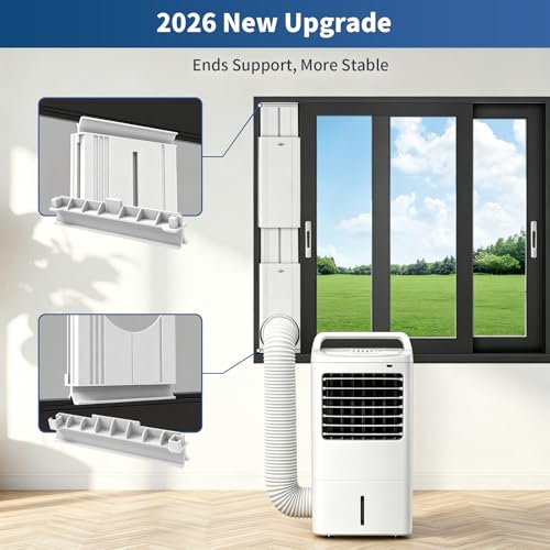 Image of Portable Air Conditioner Sliding Door Vent Kit - Adjustable Length up to 90 Inches, Universal Balcony Seal Plate Set for 5.1 inch & 5.9 inch Diameter AC Exhaust Hose