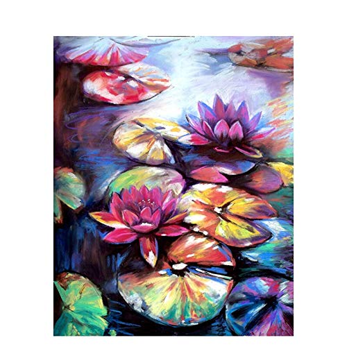 DIY「Lotus」Neu Malen nach Zahlen Kits für Erwachsene Anfänger Kinder, Creative digitales Ölgemälde Kinder Leinwand…