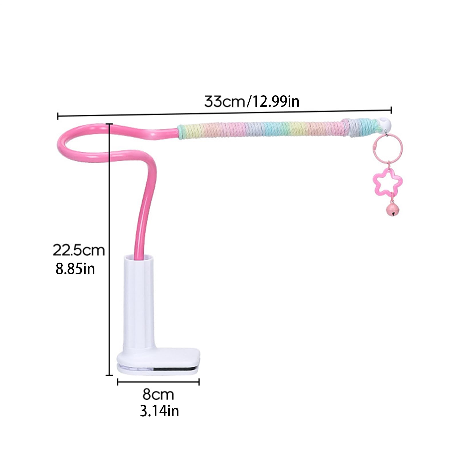Parrot Desktop Inteřactive Perch, Rainbow Cotton Rope Stress Relief Toy, Non-Šlip Desktop Pērch For Budgies Cockatiels, For Relaxation Self-Entertainment Training, 1 Peřch — view 4