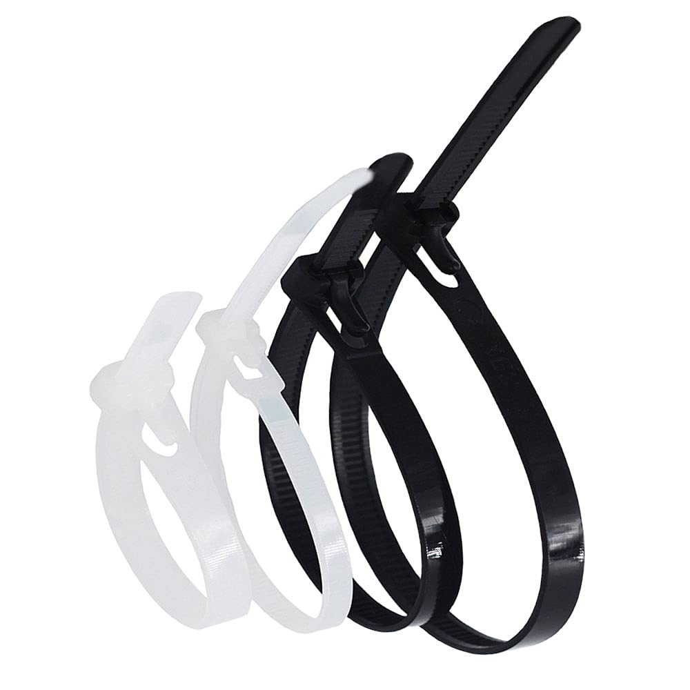 Sgc Black 25 Pack Releasable Reusable Cable Ties Natural Strong Nylon Premium Cable Ties (7.6Mm X 300Mm, )