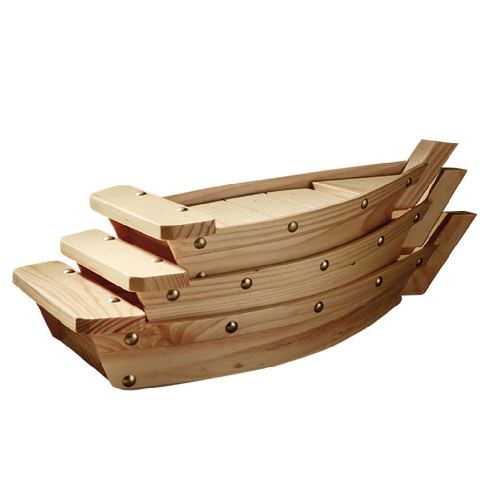 Cabilock Bateau En Forme De Bateau Plateau Sushi en Bois Plateau Sushi Sashimi Plat de Service Collation Service
