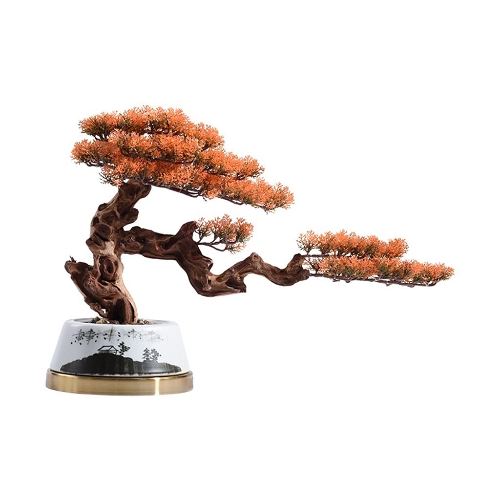WOTZOV Simulation Potted Plants Bonsai Tree Artificial Bonsai Welcome Cedar Ink Painting Artwork Bonzai Trees Indoor Ceramic Flower Pot