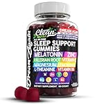 Clean Nutra Melatonin Gummies 10mg | Sleep Aid Valerian Root L-Theanine Vitamin B6 C Lemon Balm Magnesium Hibiscus Beta Carotene Saffron & Chamomile Rest Support Supplement Raspberry Flavor