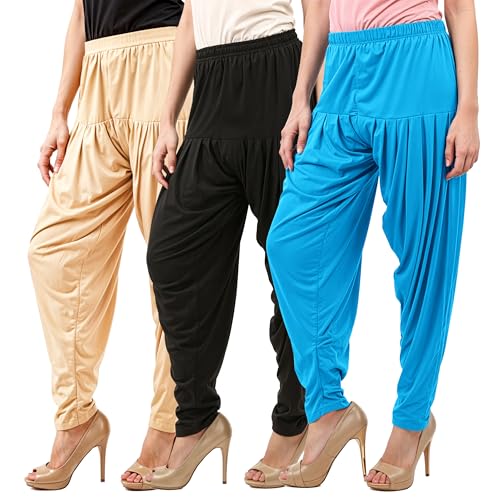 Image of Buy That Trendz Patiyala Pants for Women 3 Combo Patiyala Salwar Harem Viscose Bottoms Pants for Womens
