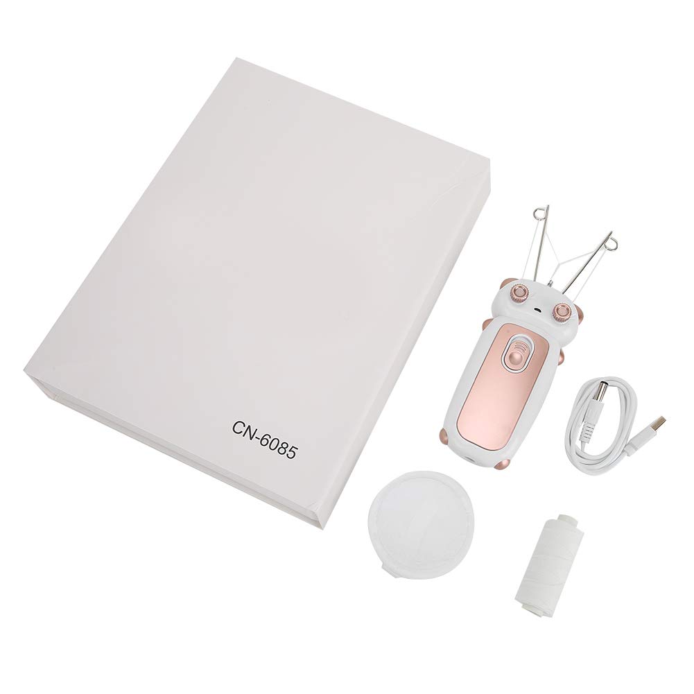 Naroote Fecitura dei del Viso per Donne, Dispositivo di Depilazione del Viso USB Ricaricabile con Filo Filo di Cotone Epilatore di Cotone, per, Gambe, Braccia e Corpo (Oro rosa)