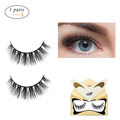 Natural Thick Mink Eyelashes - 3D Demi Wispies False Eye lash - Strip Extension Handmade Reusable 1 Pair,A18#