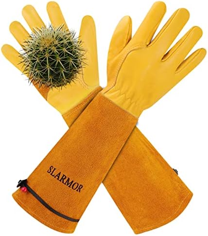 Long Gardening-Gloves Women/Men-Thorn proof Rose Pruning Heavy Duty Gauntlet, Best Garden Gifts for Gardener-L