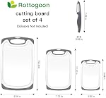 Cutting Boards for Kitchen, Plastic Chopping Board Set of 4 with Non-Slip Feet and Deep Drip Juice Groove, Easy Grip Handle
