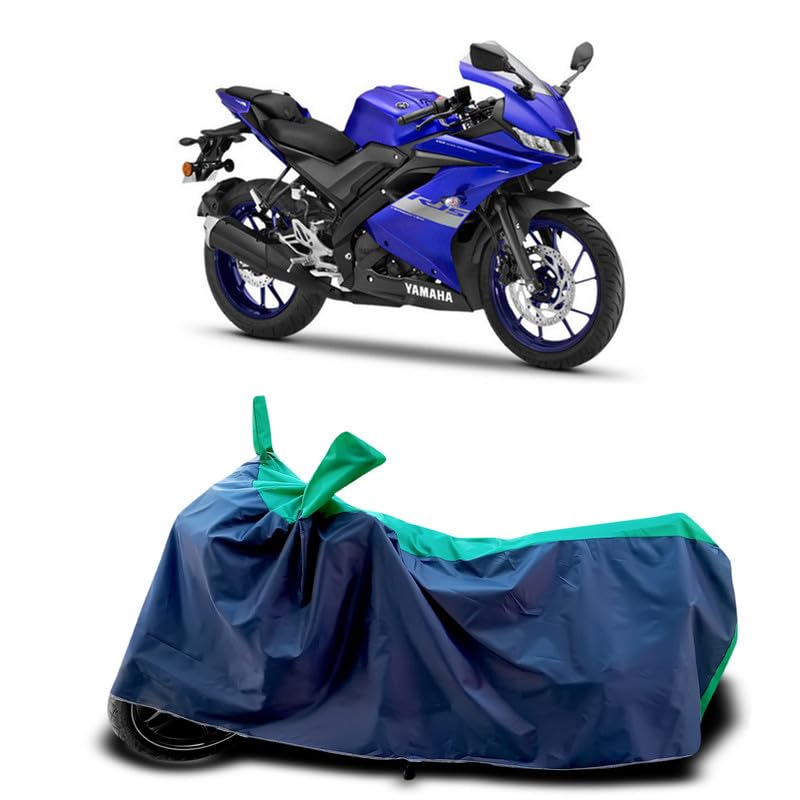 Image of DUFFEL-Two Wheeler Bike Cover Compatible for Yamaha Yzf-R15 V3 Bs6 Heat Protectio /UV-Rays /Birds Dropping /DustProof /Waterproof Indoor Outdoor and Parking Full Protection All Variants [Green Patta]