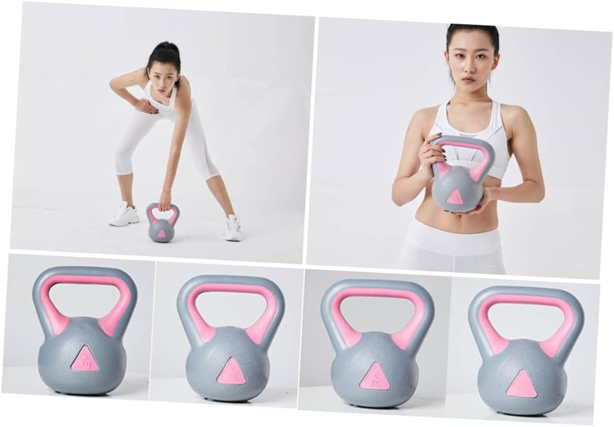 Women’s 4kg Rubberized Fixed Kettlebell for Fitness Training, Gray Pink Weight for Home Strength Exercises and Arm Muscle Workouts