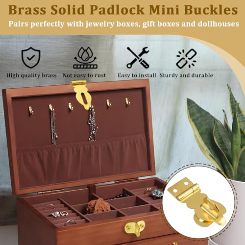 Aifeier ET 12Pcs Brass Solid Padlock Mini Buckles, Small Mini Decorative Hasp Locks with Screws for Gift Boxes Wooden Box Jewelry Box Wine Gift Case Chest Suitcase - Image 5