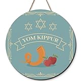 Horienteeon Holzschild Happy Yom Kippur, Yom Kippur, Wandbehang und Dekoration für Zuhause oder Restaurant, jüdische Yom Kippur Dekorationen für Haustür, Veranda, Dekoration, 30 cm
