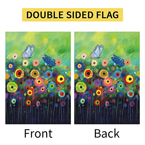 Heyfibro Summer Spring Garden Flag Watercolor Abstract Flower Butterfly House Yard Garden Decor Flags 12 X 18 Inch Double Sided Burlap Banner For Patio Lawn Indoor Outdoor #TOP3