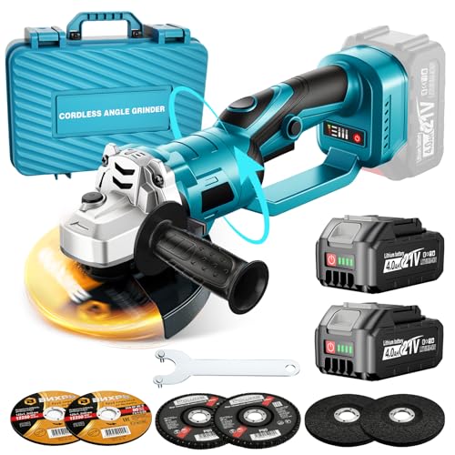 Yofuly Meuleuse d'angle sans fil Compatible avec Batterie Makita 18V, Tête Rotative à 180° | 3 Vitesses | 9000 tr/min 125 mm Disqueuse sans fil avec 6...