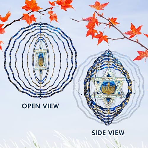 Image of FLAGWIX Star of David Hanukkah Wind Spinner, 12 in Stainless Steel