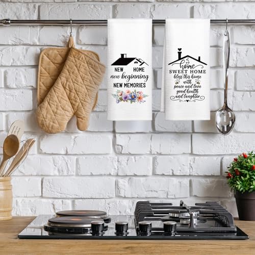 2PCS-New-Home-New-Beginning-New-Memories-Kitchen-Towels-Set-Bless-This-Home-with-Peace-and-Love-Kitchen-Towels-Set-Housewarming-Gifts-for-New-Neighbor-Friend-Mom-Sister-BFF 2PCS New Home New Beginning New Memories Kitchen Towels Set Bless This Home with Peace and Love Kitchen Towels Set Housewarming Gifts for New Neighbor Friend Mom Sister BFF