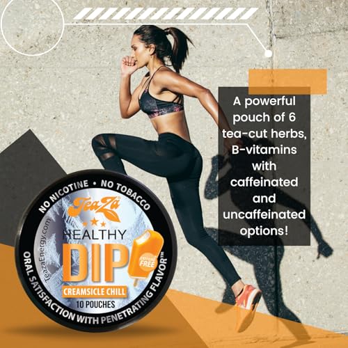 Teaza Energy Pouches, Tobacco Free Nicotine Free Dip Smokeless Alternative Snuff & Energy Dip Chewing Tobacco Alternative Healthy Dipping Premium Flavored Creamsicle Chill (4 Pack) - Thumbnail 3