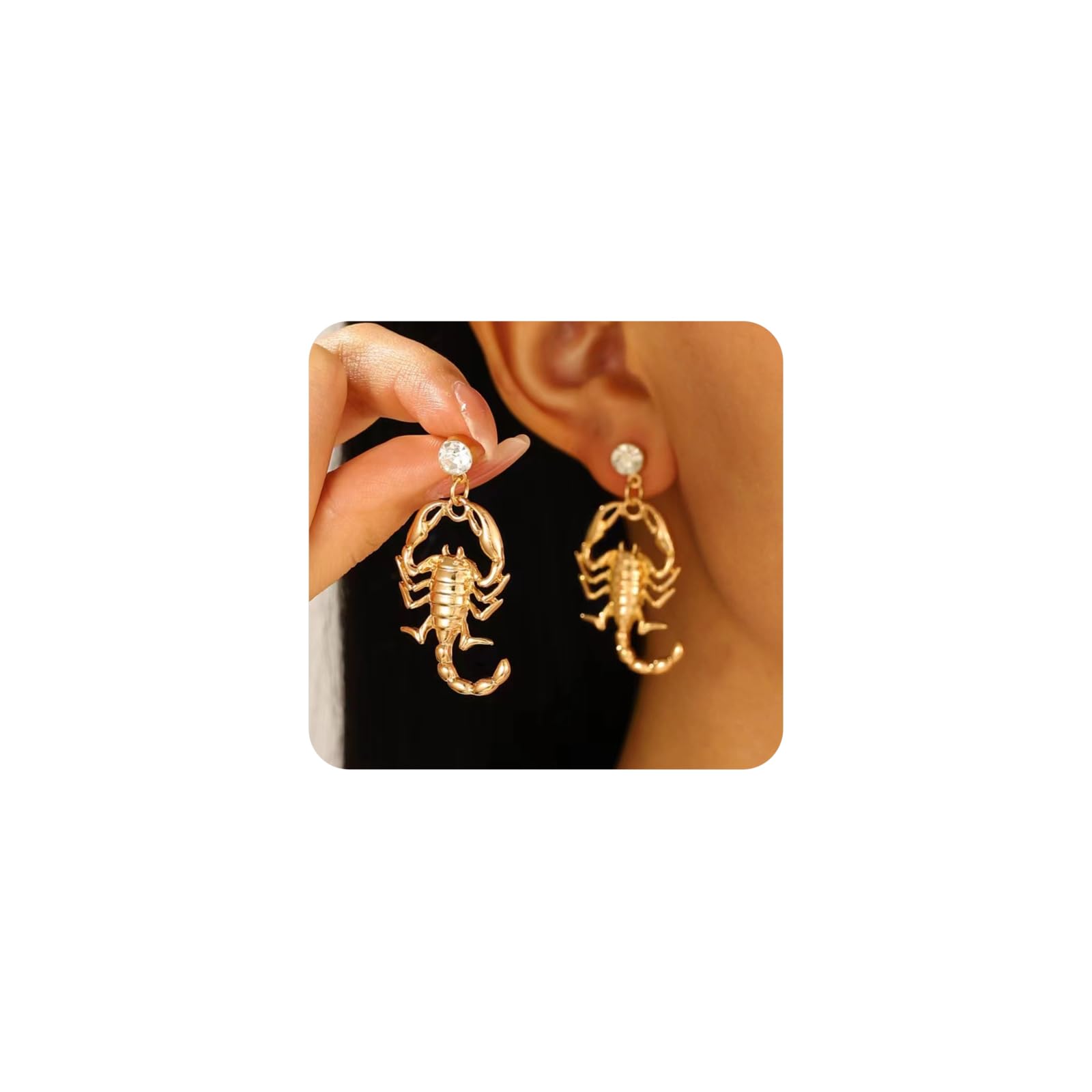 Punk Gold Scorpion Dangle Earrings for Women Trendy Vintage Cubic Zirconia Scorpions Drop Earrings Personalized Evil Animal Earrings Halloween Jewelry