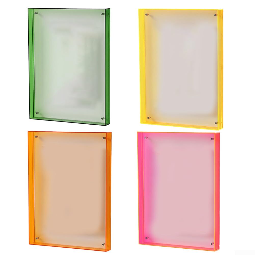 Acrylic Photo Frames 4.3x5.5 Inches Elegant Block Picture Frame Desktop Frame Photograph Display Colorful Acrylic Photo Frame Photo Holder (Orange)
