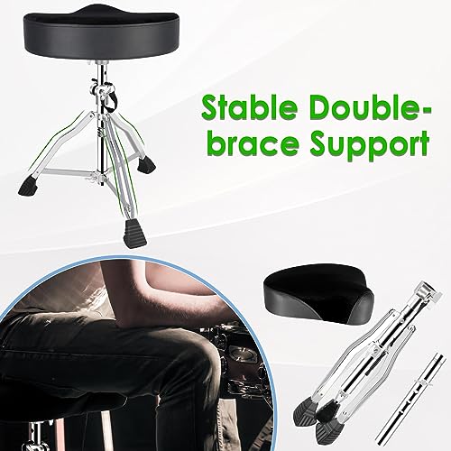 EASTROCK Drum Throne Drum Seat Height Adjustable,Padded Drum Stools Motorcycle Style Drum Chair with Anti-Slip Feet for Drummers,Adult by EASTROCK - Image 6