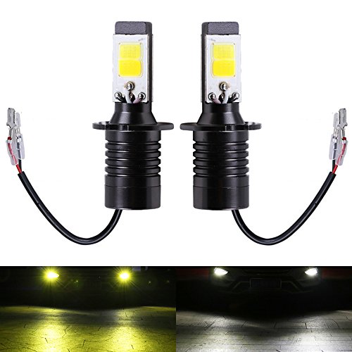 H3 Fog LED Light Bulbs Amber Yellow 3000K White 6000K Dual Color