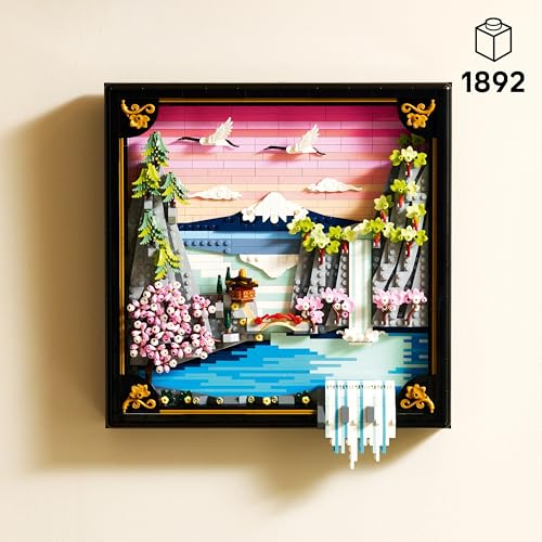 Image of LEGO Art Japanese Cherry Blossom Landscape - Wall Art and Aesthetic Room Decor - 31218