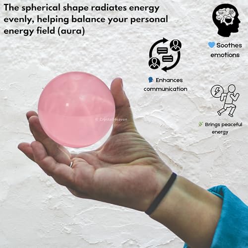 Image of Certified Star Rose Quartz Crystal Ball for Meditation - Premium Crystal Vastu Items for Home and Feng Shui Items for Good Luck - Ideal for Pooja Supplies and Spiritual Practices (2 inch Inch)