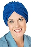Two Way Reversible Button Terry Turbans - Royal Blue