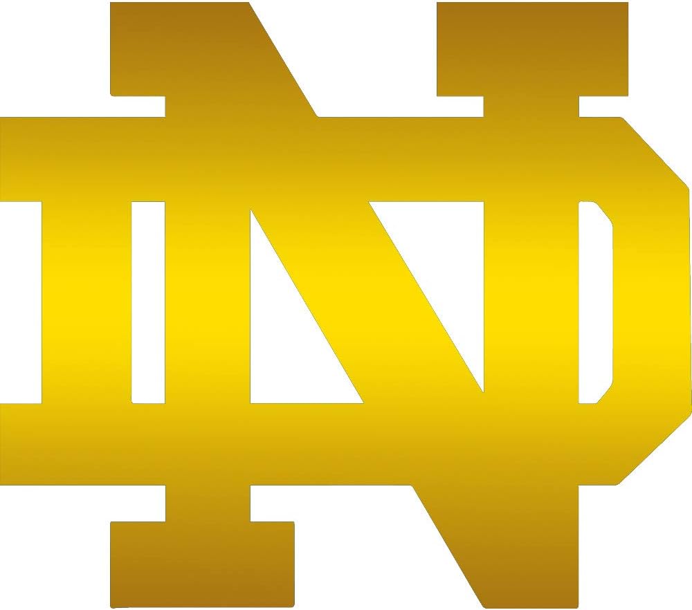 UND University of Notre Dame (Metallic Gold) (Set of 2) Premium Waterproof Vinyl Decal Stickers for Laptop Phone Accessory Helmet Car Window Bumper Mug Tuber Cup Door Wall Decoration