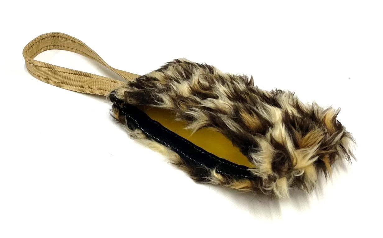 Church Products UK Dog Training Treat Bag Obedience Retrieve Furry Long Prey Dummy With Sewn In Squeaker 7" x 4" In (Leopard)