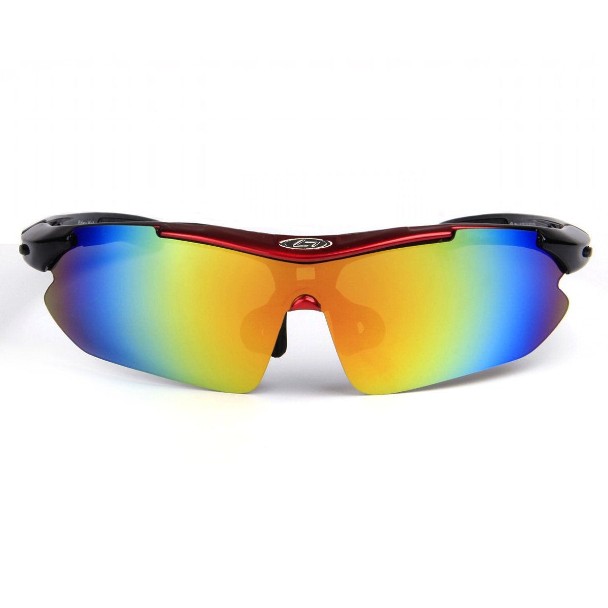 BaiTe Unisex – Occhiali da sole sportivi per adulti, rosso e nero.