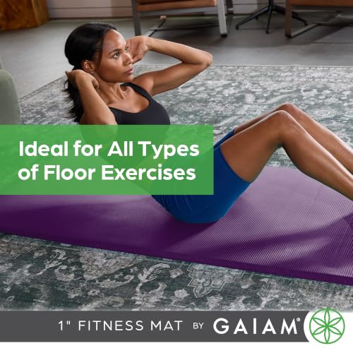 Image of Gaiam Thick Yoga Mat, Exercise & Fitness Mat with Easy-Cinch Carrying Strap | Non-Slip NBR Foam | Joint Cushioning | Yoga, Pilates, Fitness & Floor Workouts | 72 inchL x 24 inchW