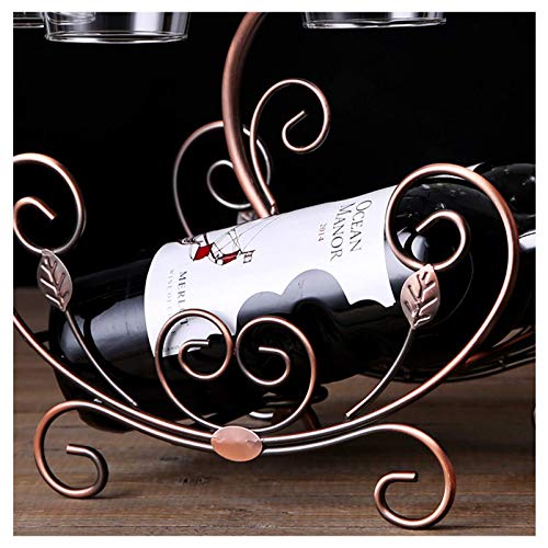Portabotellas de vino de metal para 2 botellas y 6 vasos miniatura 5