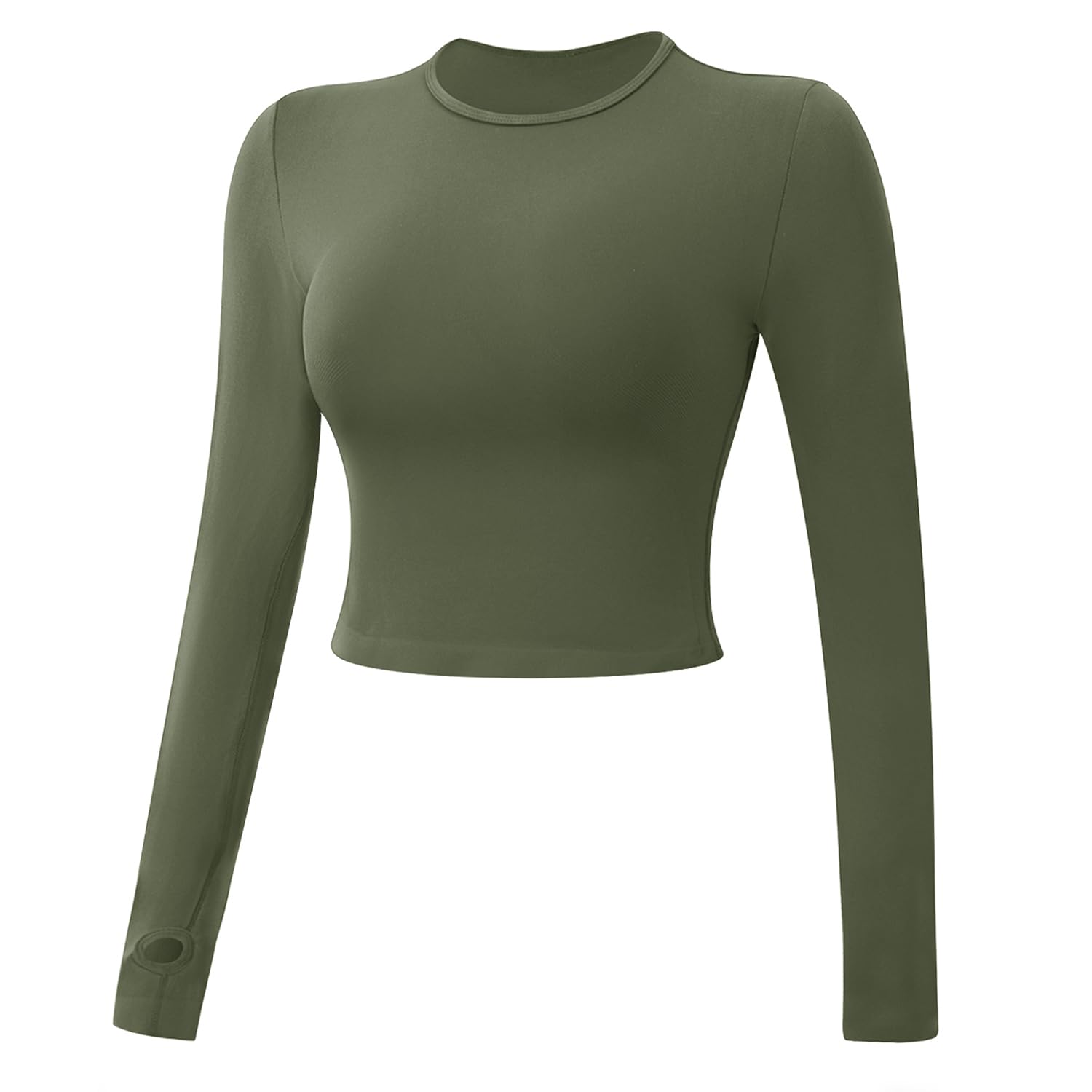 Damen Gym Tops Langarm Nahtlos Workout Shirts mit Daumenlöchern Slim Fit Yoga Sport Laufshirt Athletic Top