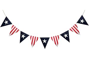 Patriotic Premium July 4th USA Decorations - Club America Flag Burlap Banner for Independence Day