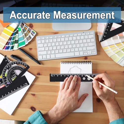 FULHANY 5 StüCk Geometrie Set - Lineal Set - Lineal Metall - Lineal 15cm/20cm Geeignet FüR Student Office Engineer Schubladen Zeichnen Geometrische Formen