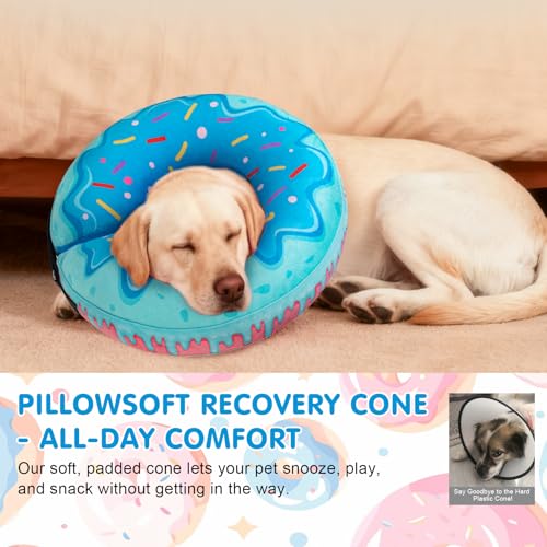 Image of BEAUTYZOO Dog Cone Alternative After Surgery for Large Medium Small Dogs, Soft Inflatable Cone Collar for Dogs Cats, Pet Neck Donut E Collar Dog Recovery Collars to Stop Licking, Blue Donut, M