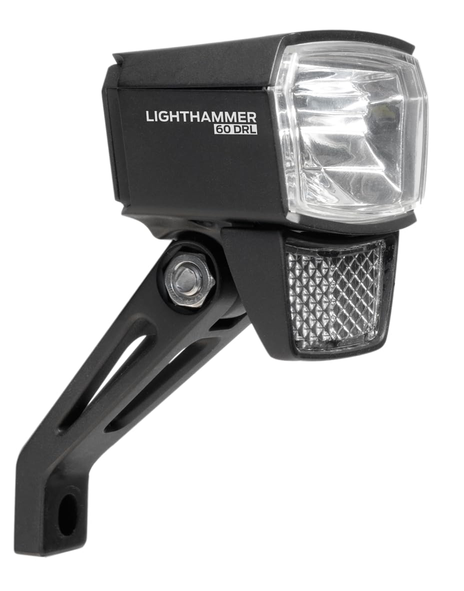 TRELOCK LS 805-T Lighthammer 60 Lux Dynamo Fahrradlicht – Tagfahrlicht-Modus – Inklusive Gabelhalterung ZL 410 – StVZO zugelassen