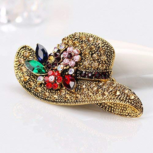 Rinhoo Crystal Pearl Initial Brooch Gold Plated Enamel Colorful Letter Alphabet Breastpin Pin Jewelry For Gifts (Hat-1) #TOP1