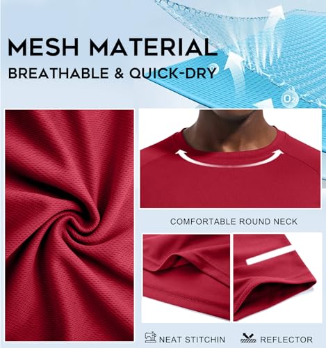 Image of Men's Quick-Dry Sportswear T-Shirts,4 /6 Pack Breathable Moisture Wicking Gym Tops for Training & Workout,Short Sleeve Tees