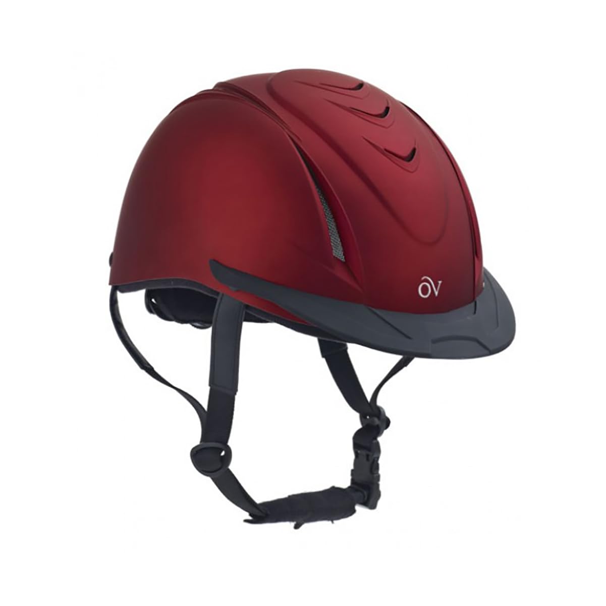 Ovation Adults' Equestrian Horse Riding Lightweight Comfortable Adjustable Low-Profile Metallic Schooler Helmet, Red, S/MD