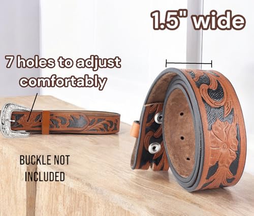 Image of F&L CLASSIC Western Belt without buckle for men - Full Grain Leather Cowboy Belts for jeans - One Piece Leather strap belt